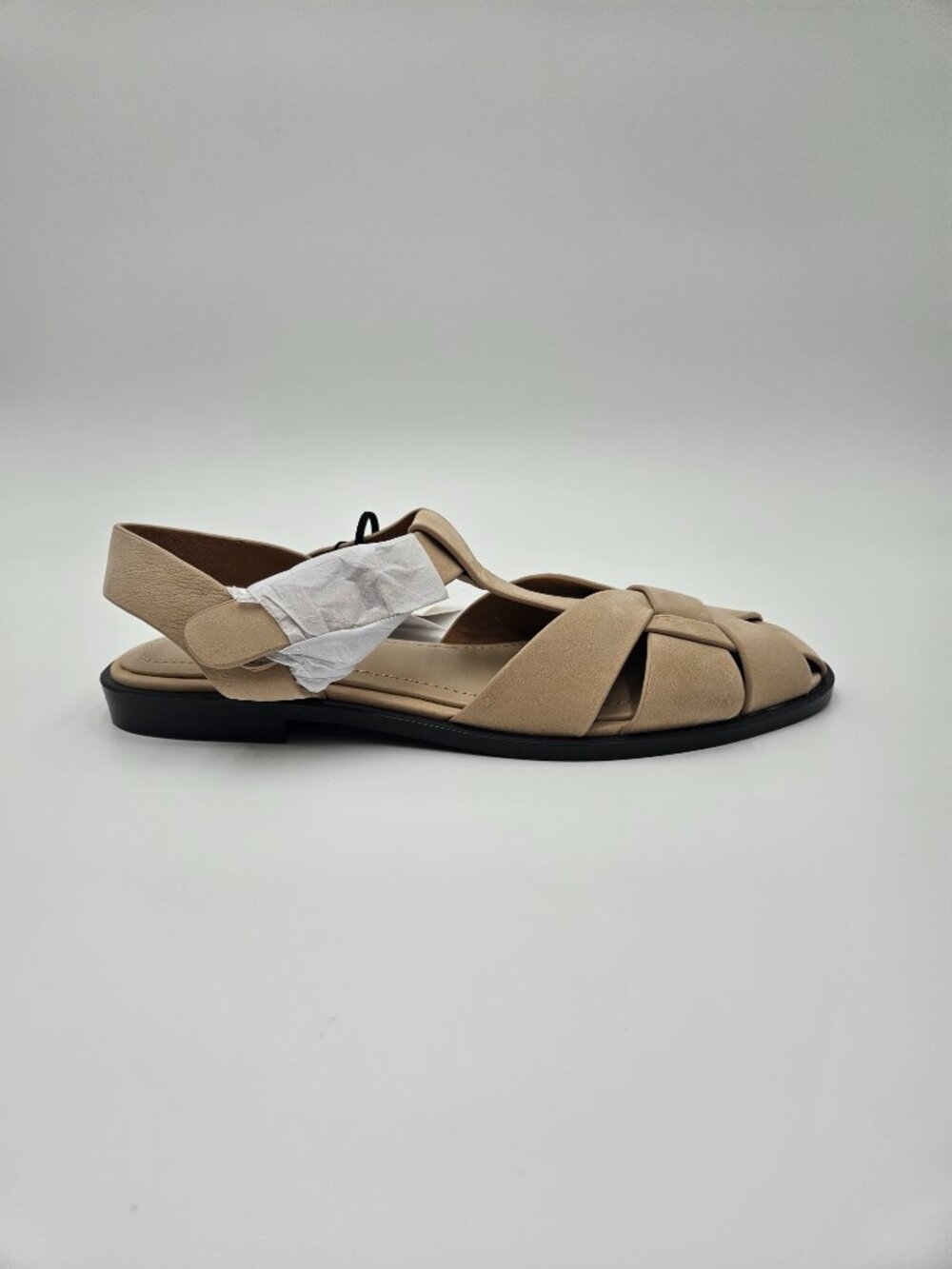 NWT + Dust Bag ZARA Leather Cage Fisherman Sandals | Sandy Brown | Size 7.5 - Picture 2 of 12